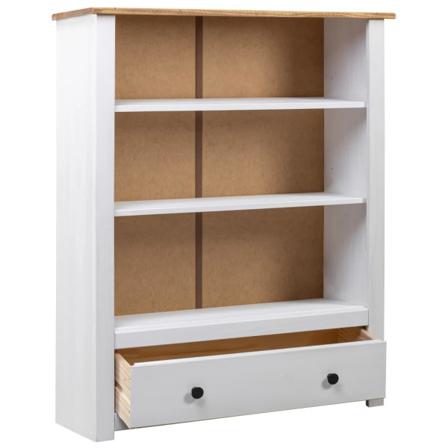 Vidaxl Bokhylla Vit 80x35x110 Cm Massiv Furu Panama Vit