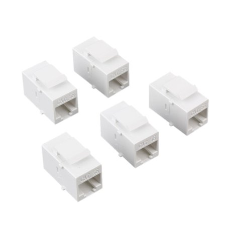 5-pack Cat5 RJ45 Koppling Honadapter för Keystone Panel Vit