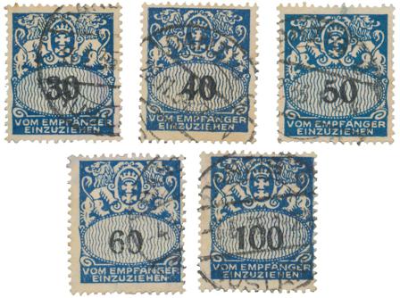 Tyskland/Danzig 1923 - MICHEL 33/37 - Stemplet