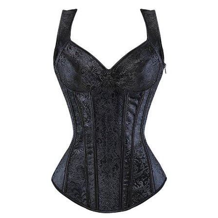 Kvinders Broderet Remme Korsetter Vest Sexy Gothic Overbust Vintage Korset Top Snøre Lynlås Side Korsetter og Bustiers Lilla