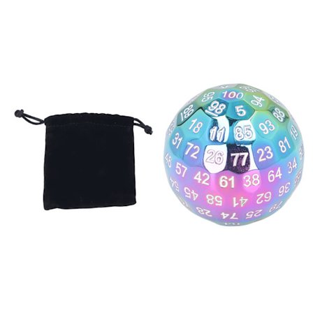 100-sidet metal polyhedral terning 5 cm diameter med fløjlspose til 14 år plus platingfarve