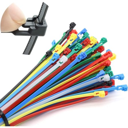 Paket med 300 återförslutningsbara buntband 300 x 4,8 mm, färgglada buntbandssats, UV-beständiga och värmebeständiga buntband