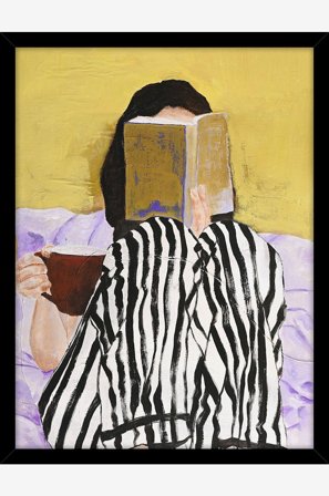 Malerifabrikken - Fin Art Board / Läsning / Svart ram - Gul - Tavlor - Från Homeroom