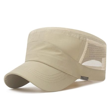 Military Cap Flat Top Caps BEIGE