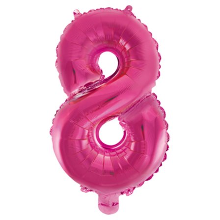 Ilmapallot luku 0-9, vaaleanpunainen, halkaisija 41 cm Numero 8