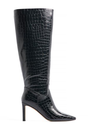 NA-KD Squared Toe Croc Pattern Boots - Støvler - Sort - EU 38