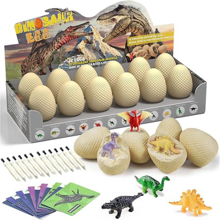 Dinosaurieegg - Dino Egg Grave Kit Dinosaurleker For Barn, Påskeegg Utgraving Oppdag 12 Overraskelsesdinosaurer, Arkeologi Vitenskaps Kit STE...