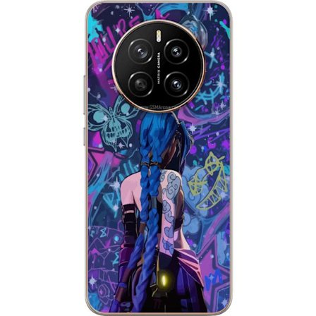 Kompatibel Mobilcover til Honor Honor Magic7 Farverig graffitiillustration med en blåhåret karakter i urbant neonstil og kreativt kaos