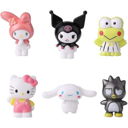6 stk/sett My Melody Series Cute Kt Cat Figures Leketøy Samleobjekt Modell Dukker Bord Dekor Ornament Gave Til Barn