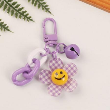 1 kpl värikäs e Smiley Face kukka-avaimenperä Naisten reppu Purple