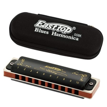 2025 Senaste Modell East top Munspel 10 Hål 20 Toner 008K Blues Harp Munorgel med Svart Omslag, Toppklass Munspel för Vuxna, Proffs