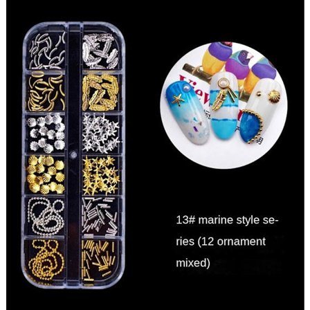 Nageldekorationer för Nail Art 12 Grid Large Box Nail Rivet Metallmaterial Paljetter 12# hollow silver Rivet