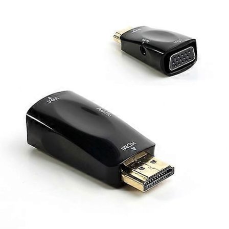 Svart HDMI Hane till VGA Hona Videoadapter Konverterare med Ljudutgång + Ljudkabel