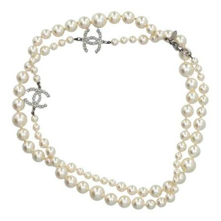 Chanel Vintage, Pre-owned Metal chanel-jewelry Wit, Dames, Maat:ONE Size