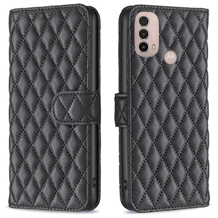 Matt Motorola Moto E30 / Motorola Moto E40 fodral med rombmönster - Svart