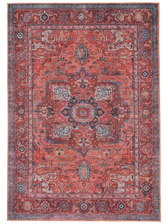 Washable Large Georgia Oriental Rug - Red/Blue 300X400 Cotton, In Classic Style