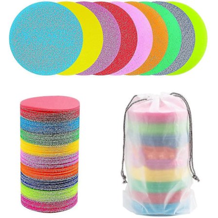 81 stk. Teppeprikker, teppemerker for klasserom, teppesirkler, prikkmerker, sirkelprikker for barn, 9 farger