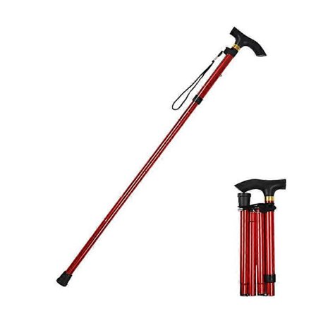 Foldbar Stok, Sammenklappelig Stok, Gåstok, Skridsikker Komfortabel js