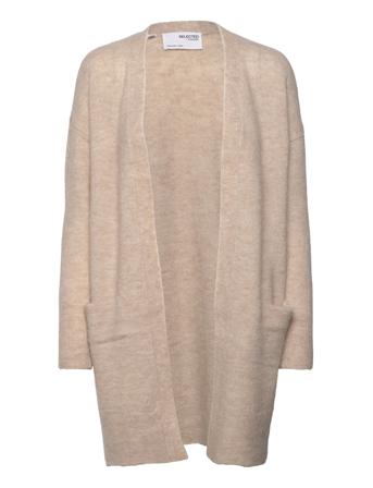 Slflulu New Ls Knit Long Cardigan B Strikkegenser Cardigan Beige Selected Femme