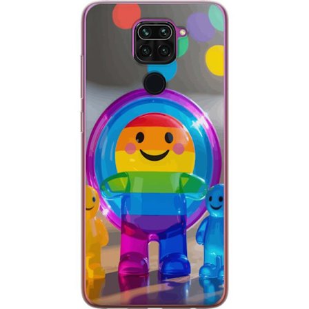 Yhteensopiva Puhelinkuori Xiaomi Redmi Note 9 Pastellivärinen yksisarvinen, jolla on sateenkaaren harja ja suuret silmät taianomaisessa talviympäri