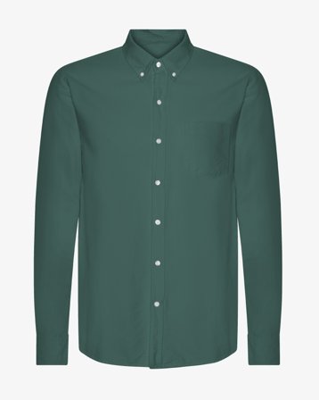 Organic Button Down Shirt - Emerald Green M