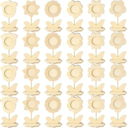 24 stk DIY Treblomster Bilderammer Ubehandlede Massivt Tre Bilderammer Malingshåndverk Tre Bilderamme Trefarge