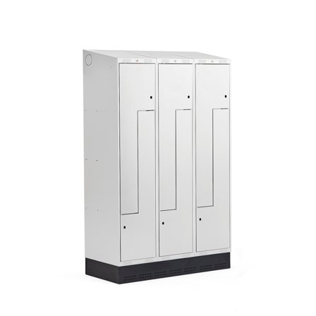 Z-Spind CLASSIC mit Sockel, 3 Module/6 Türen, 2050 x 1200 x 550 mm, blau