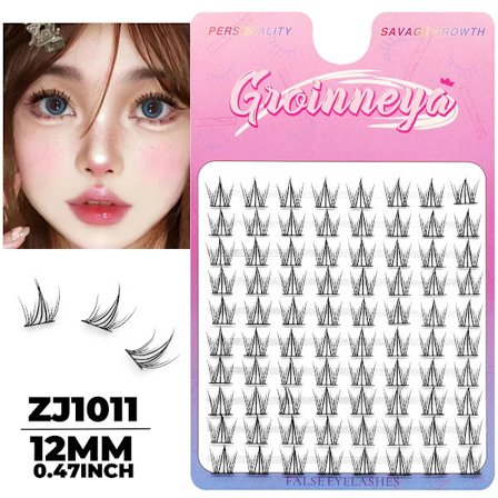 GROINNEYA Falska Ögonfransar Cat Eye 60/120 Individuella Remmar Naturligt Utseende DIY Ögonfransförlängningar för Hemmabruk