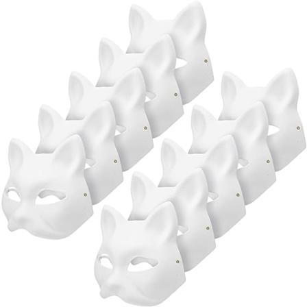 10 kpl Maalattuja Kissan Naamioita, El inten Pukeutumisnaamioita DIY Valkoisia Naamioita Puoli Masquerade Halloween Lapsille Cosplay Naamioita 