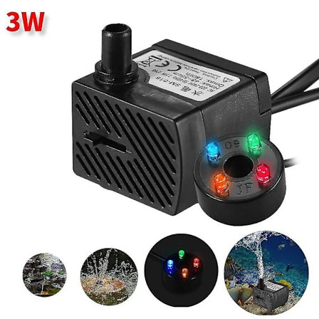 3w kraftfull nedsänkbar vattenpump med LED-ljus justerbart vattenflöde för fontäner dammar akvarium (FMY)