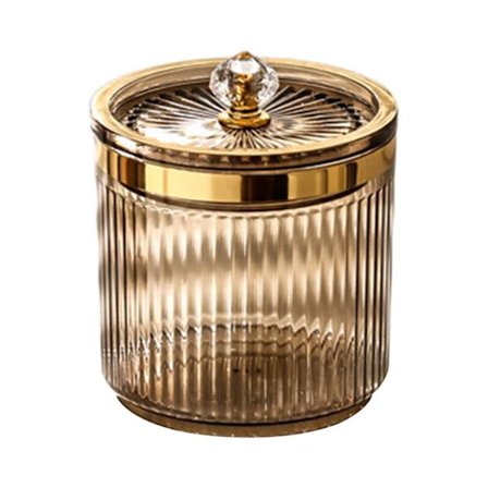 Multifunktionell Smink Bomullspinne Bollhållare Burk med Lock Transparent Sminkverktyg Behållare för Bänkskiva Toalettbord