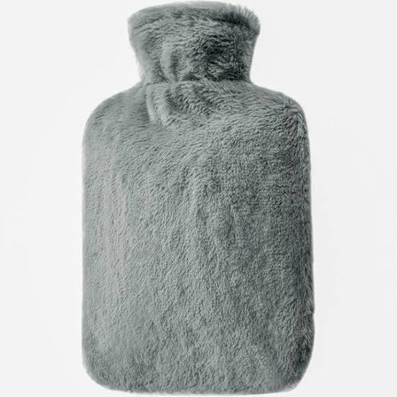 Støvete varmtvannsflaske, 2L stor kapasitet naturlig gummi varmtvannsflaske med mykt plysjtrekk - Kamel, rosa, grå, varmtvanns termos for kulde, P