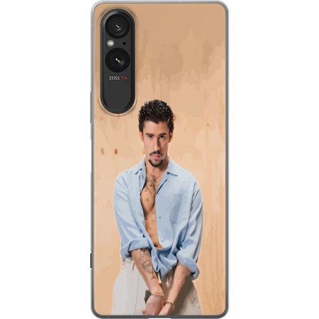 Yhteensopiva Puhelinkuori Sony Xperia 5 V Bad Bunny Super Bowl-inspiroima grafiikka, jossa NFL-trofe ja San Franciscon silta urheilusuunnittelussa