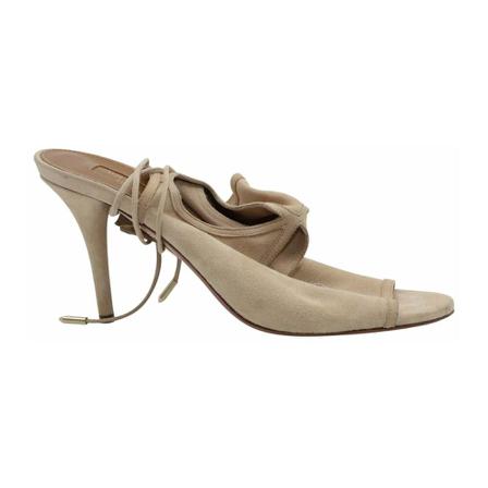 Aquazzura Pre-owned, Pre-owned Heeled Sandals Beige, Dames, Maat:38 EU,suede