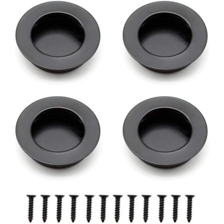 4 stk. runde forsænkede håndtag, 40 mm rustfrit stål, sorte møbelhåndtag kan bruges til skuffer, skabe, specialmøbler【PL】