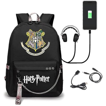 Harry Potter Ryggsekk USB Lading Skolesekk Oxford Stoff