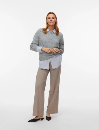 Vero Moda Vmnovah Ls O-Neck Pullover Ga Noos - Grey - L