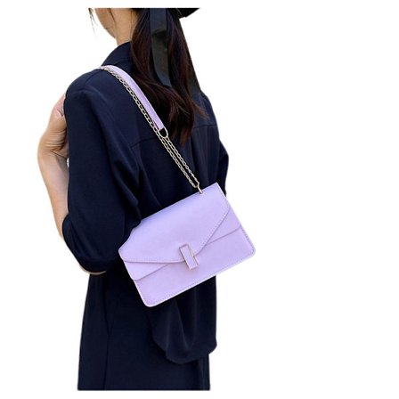Chain Bag All-match Delicate Faux Leather Women Single-shoulder Diagonal Messenger Bag For Daily Use Purple