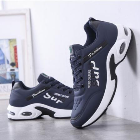 Lærsneakers for menn sklisikre slitesterke casual trendy løping hele matchen blå 40