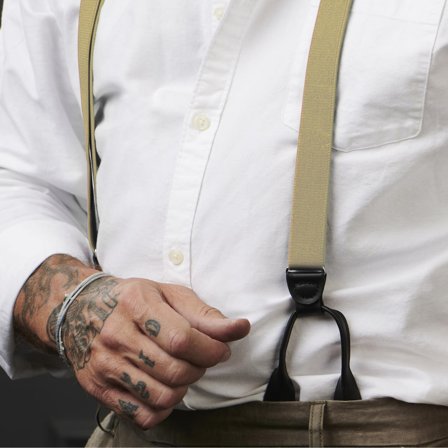 Tirantes finos para botones caqui para hombres - Tirantes para botones