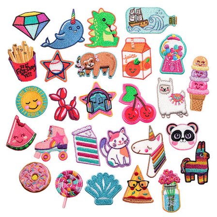 27 stk. stryke på-merker for gutter, broderte sy på/stryke på-merker applikasjon for hatter, klær, jeans, bukser, jakker, ryggsekker reparasjon og 