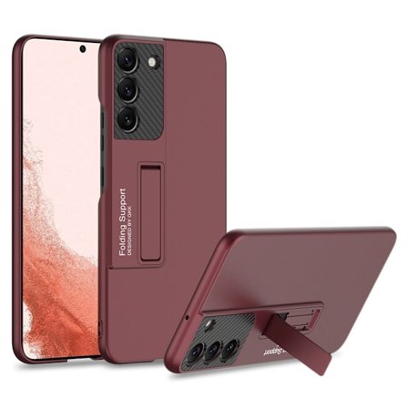 For Samsung Galaxy S22 Telefondeksel, Sammenleggbart Stativ Frosted Texture Ultra Tynn Støtsikkert Slitasjebestandig Deksel (Rød)