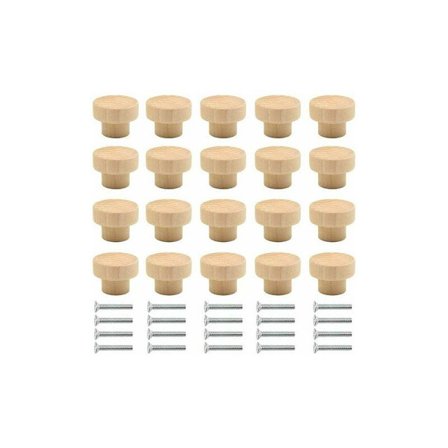 Træknapper, 20 stk., runde naturlige træknapper, 3,8 cm diameter, velegnet til skuffeskabe