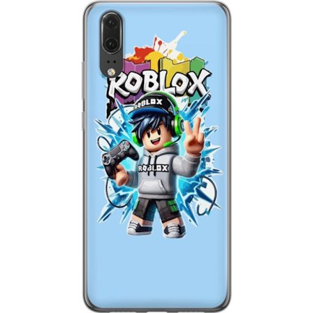 Kompatibelt Mobilskal till Huawei Huawei P20 Färgstark Roblox-karaktär med handkontroll och energifylld splash art design, perfekt för barnrum och