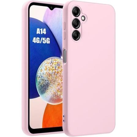 Fodral till Samsung Galaxy A14 4G-5G - Flytande silikonskydd Ljusrosa matteffekt