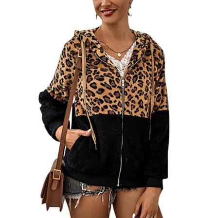Print Tröja Med Leopardtryck För Damer Med Jacka