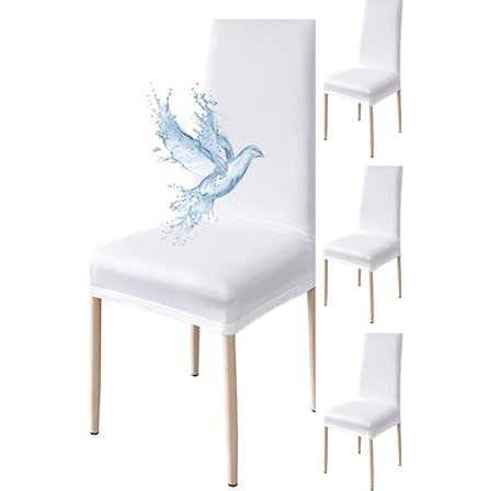 4-pakks vanntett stoltrekk (hvit), spisestoltrekk,