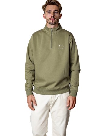 Clean Cut Copenhagen Patrick Half-Zip Sweatshirt - Green - XXL