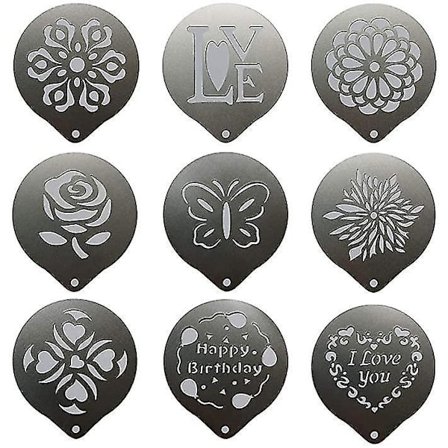 9 stk Kaffemaler Stål Cappuccino Kunstmaler