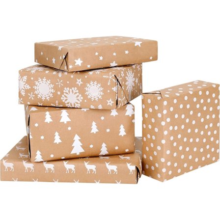 Julklappspapper - 5 vikta ark, återvinningsbart, 87 cm x 60 cm